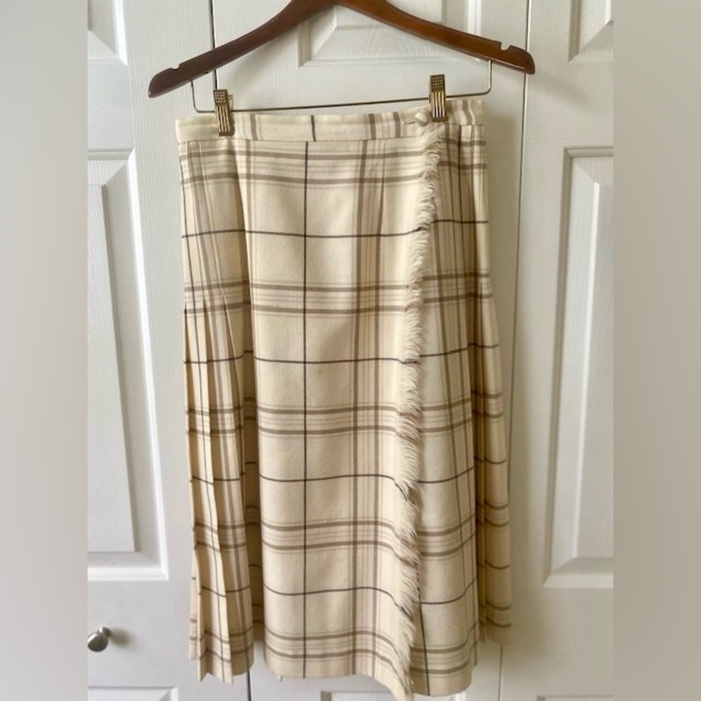 Highland Queen Pure Wool Plaid Pleated Tartan Midi Skirt Sz12